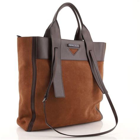 prada ouverture tote suede large brown|Prada Suede Large Inside Bag, Brown .